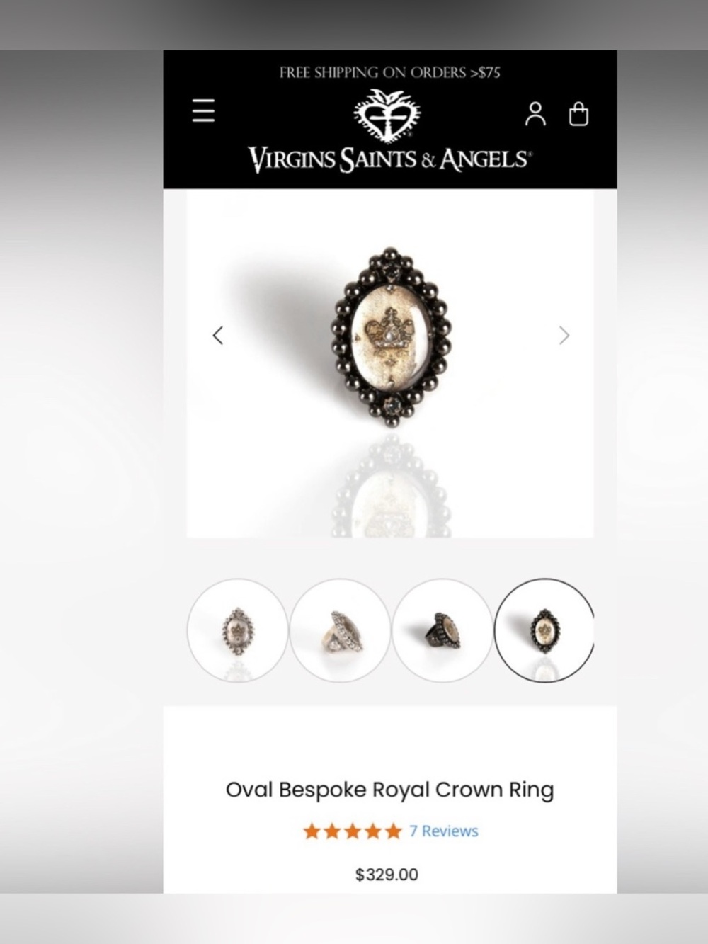 Virgins Saints & Angels Oval Bespoke Royal Crown sz 5 Gunmetal - Picture 6 of 11